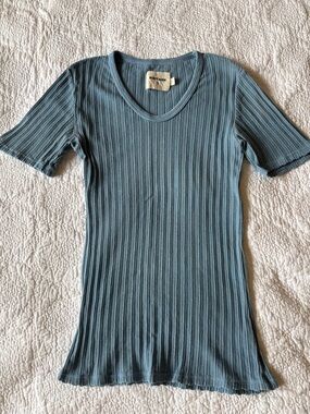 Rudy Jude 100% plant dyed organic cotton sky blue pointelle tee, S